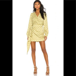 NWT Birgitte Herskind Butter Yellow Chain Links Wrap Mini Dress Party Wedding 36